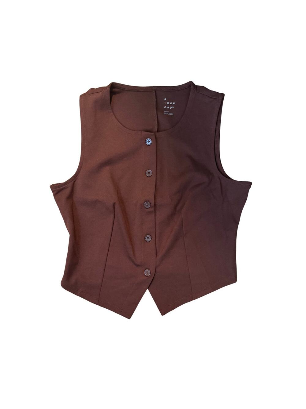 A New Day Brown Button-Front Vest – Size Small